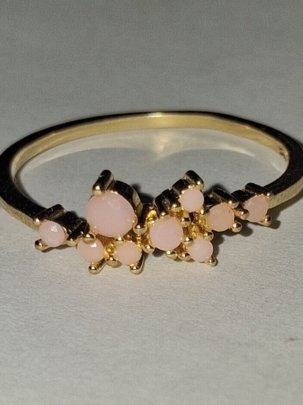 18K Gold Sterling Silver Pink Opal Ring